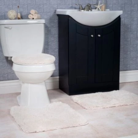 Hastings Home 3 Piece Super Plush Non-Slip Bath Mat Rug Set - Ivory