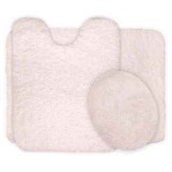 Hastings Home 3 Piece Super Plush Non-Slip Bath Mat Rug Set – Ivory