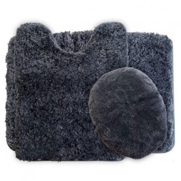 Hastings Home 3 Piece Super Plush Non-Slip Bath Mat Rug Set – Platinum