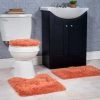 Hastings Home 3 Piece Super Plush Non-Slip Bath Mat Rug Set - Rust