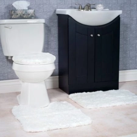 Hastings Home 3 Piece Super Plush Non-Slip Bath Mat Rug Set - White