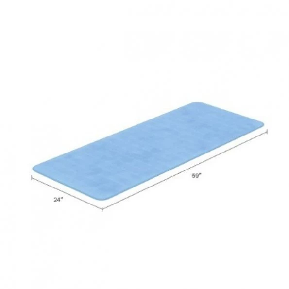 Oversized Bathroom Rug Memory Foam Bath Mat Textured Stripes with Non-Slip Absorbent Runner, Blue