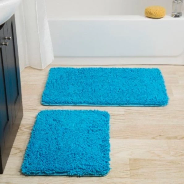 Hastings Home 2 Piece Memory Foam Shag Bath Mat - Blue 1 Hastings Home 2 Piece Memory Foam Shag Bath Mat – Blue