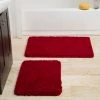 Hastings Home 2 Piece Memory Foam Shag Bath Mat Set - Burgundy
