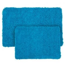Hastings Home 2 Piece Memory Foam Shag Bath Mat - Blue 4 Hastings Home 2 Piece Memory Foam Shag Bath Mat – Blue