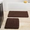 Hastings Home 2 Piece Memory Foam Shag Bath Mat - Chocolate