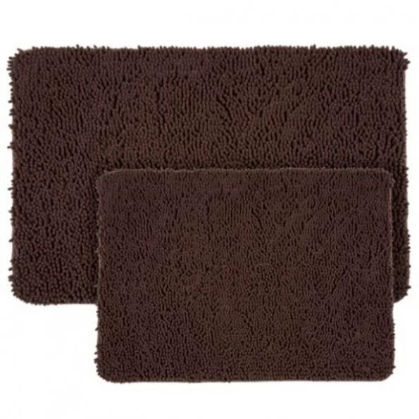 Hastings Home 2 Piece Memory Foam Shag Bath Mat – Chocolate