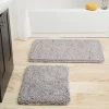 Hastings Home 2 Piece Memory Foam Shag Bath Mat - Grey