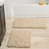 Hastings Home 2 Piece Memory Foam Shag Bath Mat - Ivory