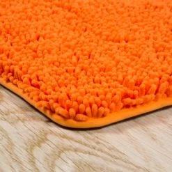 Hastings Home 2 Piece Memory Foam Shag Bath Mat – Orange