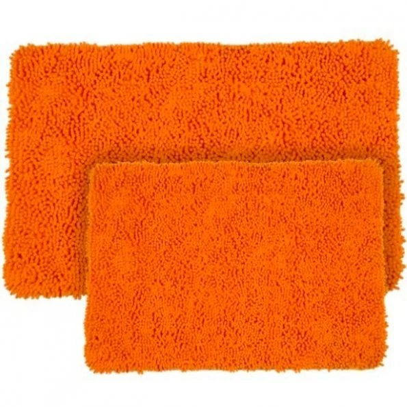 Hastings Home 2 Piece Memory Foam Shag Bath Mat – Orange