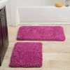 Hastings Home 2 Piece Memory Foam Shag Bath Mat - Pink