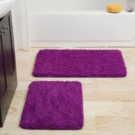 Hastings Home 2 Piece Memory Foam Shag Bath Mat - Purple