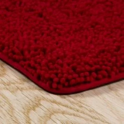 Hastings Home Memory Foam Shag Bath Mat 2-feet by 5-feet – Burgundy