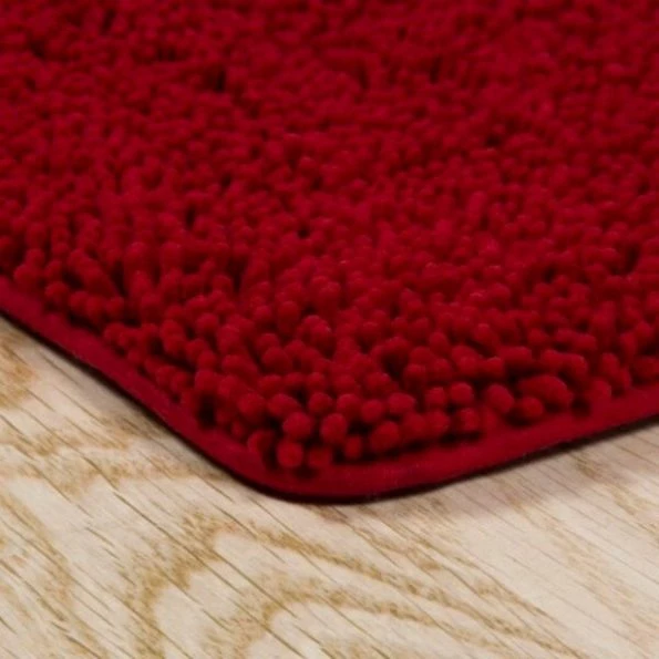 Hastings Home Memory Foam Shag Bath Mat 2-feet by 5-feet – Burgundy
