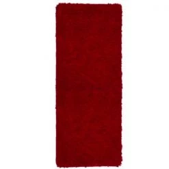 Hastings Home Memory Foam Shag Bath Mat 2-feet by 5-feet – Burgundy
