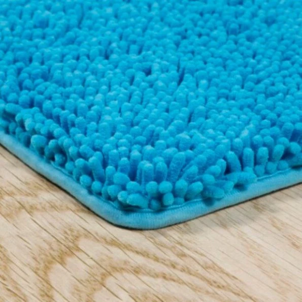 Hastings Home Memory Foam Shag Bath Mat 2-feet by 5-feet – Blue