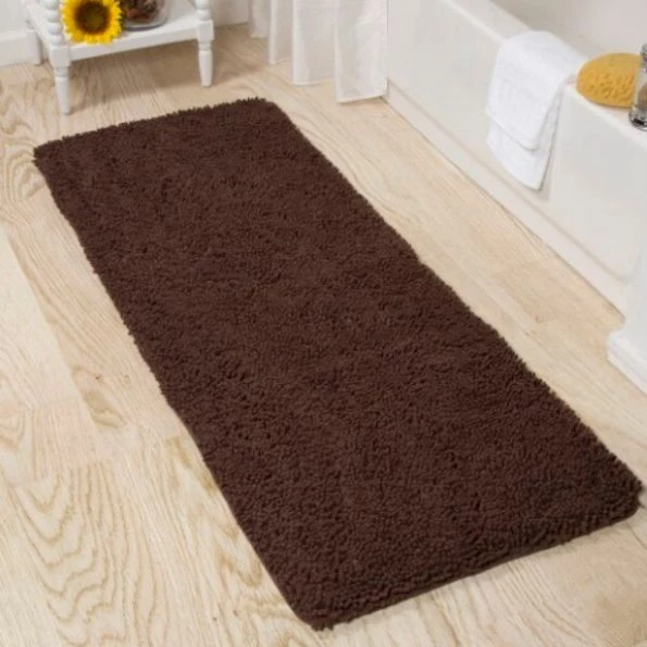 Hastings Home Memory Foam Shag Bath Mat 2-feet by 5-feet – Chocolate