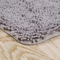 Hastings Home Memory Foam Shag Bath Mat 2-feet by 5-feet – Grey