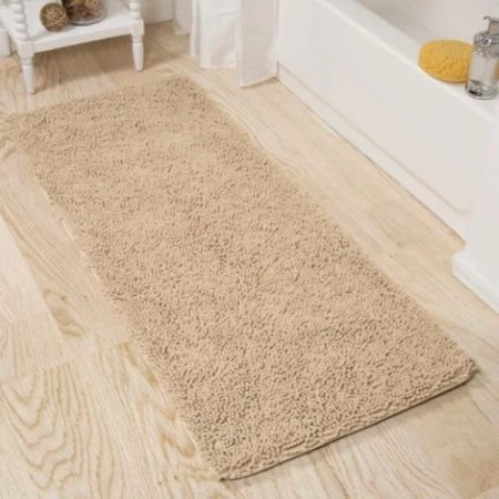 Hastings Home Memory Foam Shag Bath Mat 2-feet by 5-feet - Ivory