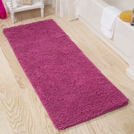 Hastings Home Memory Foam Shag Bath Mat 2-feet by 5-feet - Pink