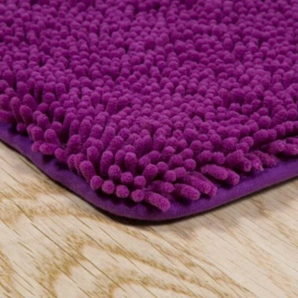 Hastings Home Memory Foam Shag Bath Mat 2-feet by 5-feet – Purple