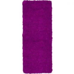 Hastings Home Memory Foam Shag Bath Mat 2-feet by 5-feet – Purple