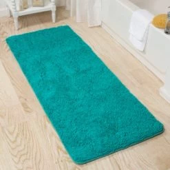 Hastings Home Memory Foam Shag Bath Mat 2-feet by 5-feet – Seafoam