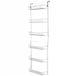Hastings Home Hanging Storage Rack, Metal Over the Door Shelving for Pantry, Kitchen, Bathroom, White