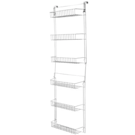 Hastings Home Hanging Storage Rack, Metal Over the Door Shelving for Pantry, Kitchen, Bathroom, White