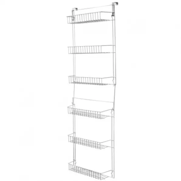 Hastings Home Hanging Storage Rack, Metal Over the Door Shelving for Pantry, Kitchen, Bathroom, White