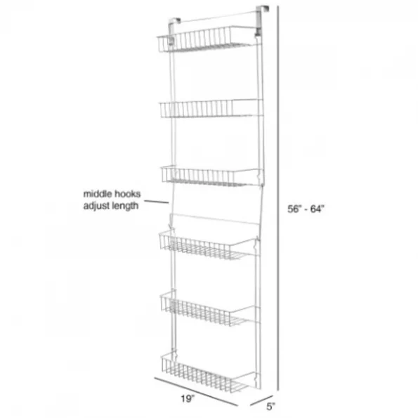 Hastings Home Hanging Storage Rack, Metal Over the Door Shelving for Pantry, Kitchen, Bathroom, White