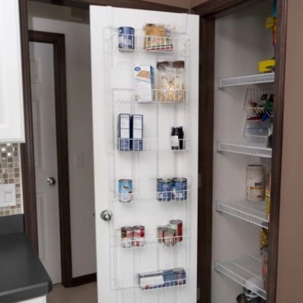 Hastings Home Hanging Storage Rack, Metal Over the Door Shelving for Pantry, Kitchen, Bathroom, White