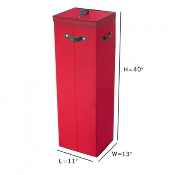 Wrapping Paper Storage Box Holds 20 Rolls of 40" Gift Wrap, Upright, Lid, Dividers and Handles, Red
