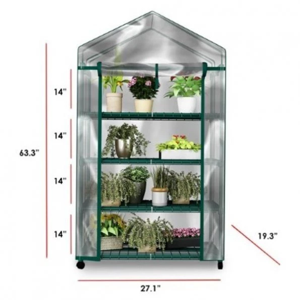 4-Tier Greenhouse – Portable Mini Gardening Shelving Rack with Cover for Indoor Outdoor Plants