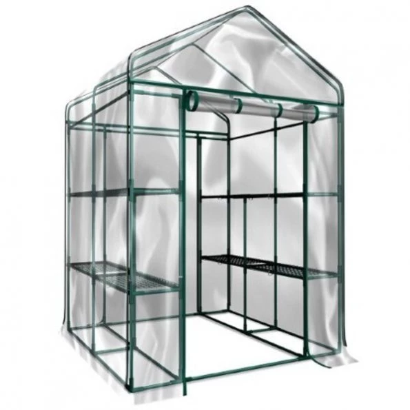 Hastings Home Walk-In Greenhouse, See Through for Observation, Roll Up Door 8 Shelves Plants 1 Hastings Home Walk-In Greenhouse, See Through for Observation, Roll Up Door 8 Shelves Plants