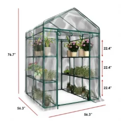 Hastings Home Walk-In Greenhouse, See Through for Observation, Roll Up Door 8 Shelves Plants 3 Hastings Home Walk-In Greenhouse, See Through for Observation, Roll Up Door 8 Shelves Plants