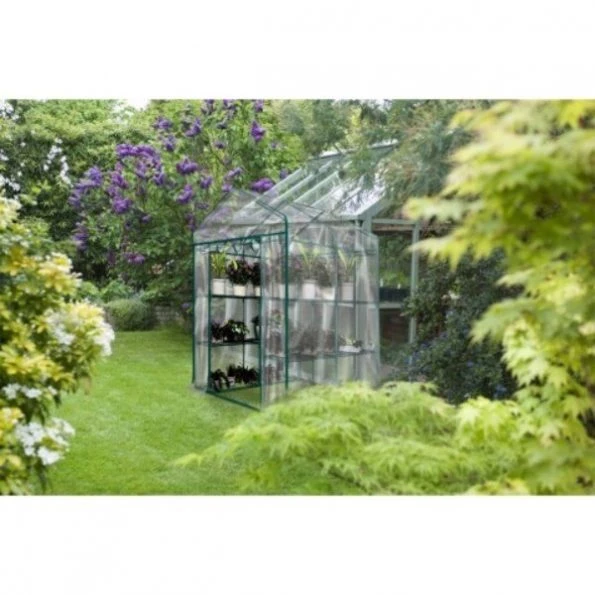 Hastings Home Walk-In Greenhouse, See Through for Observation, Roll Up Door 8 Shelves Plants