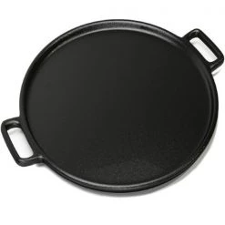 Hastings Home 14-Inch Cast Iron Pizza Pan- Round Skillet for Cooking, Baking and Grilling