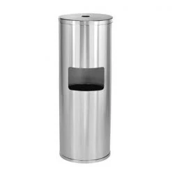 Alpine Industries ALP4777 Floor Stand Wipe Dispenser with High Capacity Built-in Trash Can; Stainless Steel