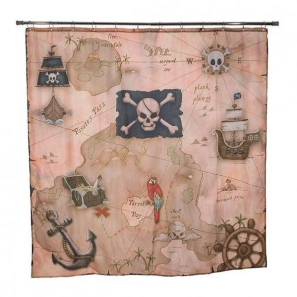 Borders Unlimited 70020 Pirates Treasure – Map Shower Curtain