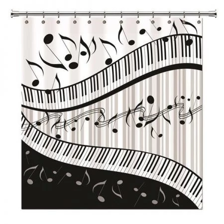 Borders Unlimited 70500 Music Shower Curtain; Black & Grey