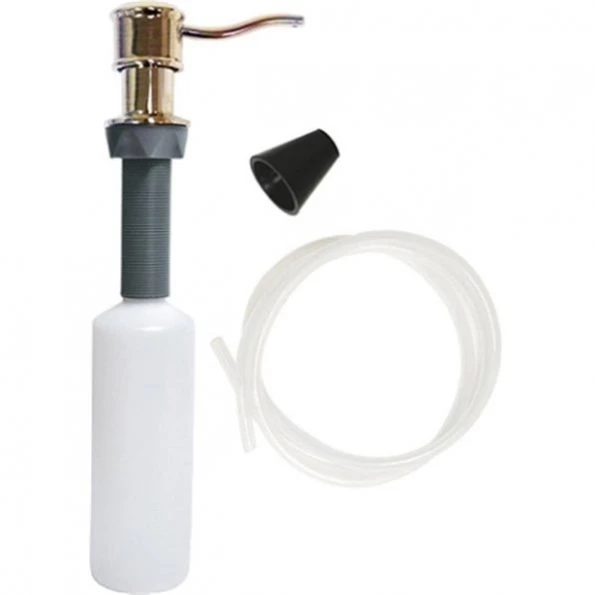 Universal Soap Dispenser with Curved Nozzle in Brushed Nickel