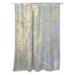 Betsy Drake SH214 Savannah River & Wassaw Sound; GA Nautical Map Shower Curtain – 70 x 72 in.