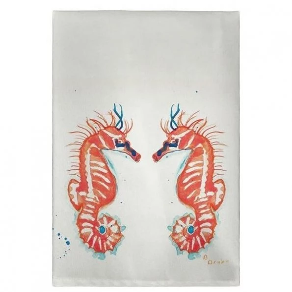 Betsy Drake GT100 Coral Sea Horses Guest Towel – 20 x 20 in.