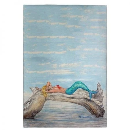 Betsy Drake GT155 Mermaid on Log Guest Towel - 20 x 20 in.