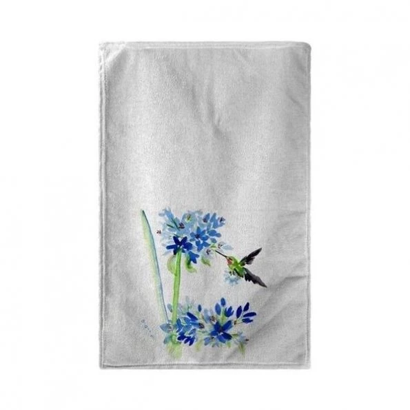 Betsy Drake BT808 30 x 50 in. Hummingbird & Blue Flower Beach Towel