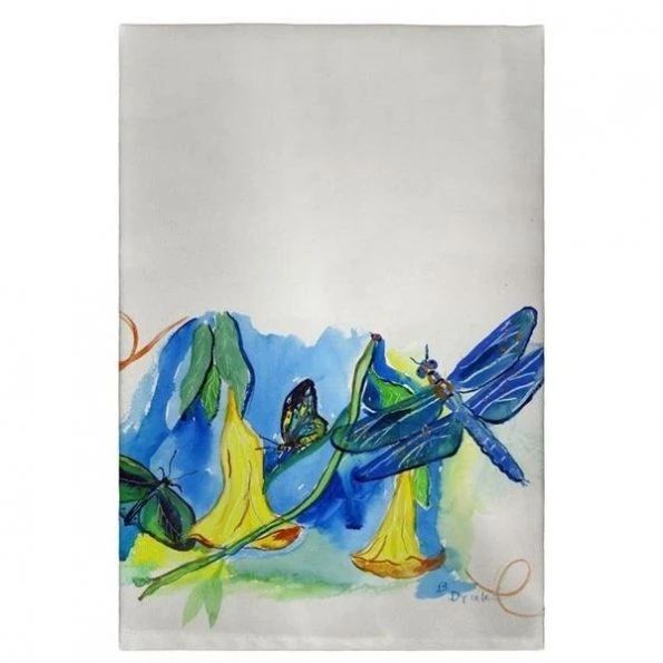 Betsy Drake GT813 20 x 20 in. Yellow Bells & Dragonfly Guest Towel 1 Betsy Drake GT813 20 x 20 in. Yellow Bells & Dragonfly Guest Towel