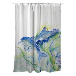 Betsy Drake SH002 70 x 72 in. Betsys Dolphins Shower Curtain