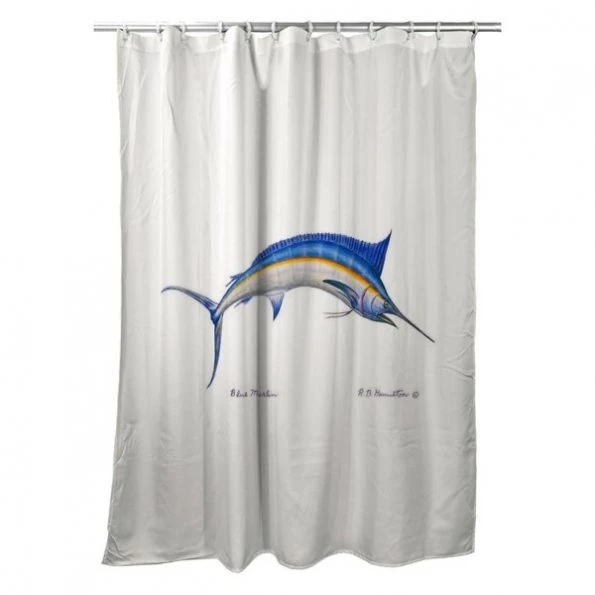 Betsy Drake SH015C 70 x 72 in. Blue Marlin Shower Curtain